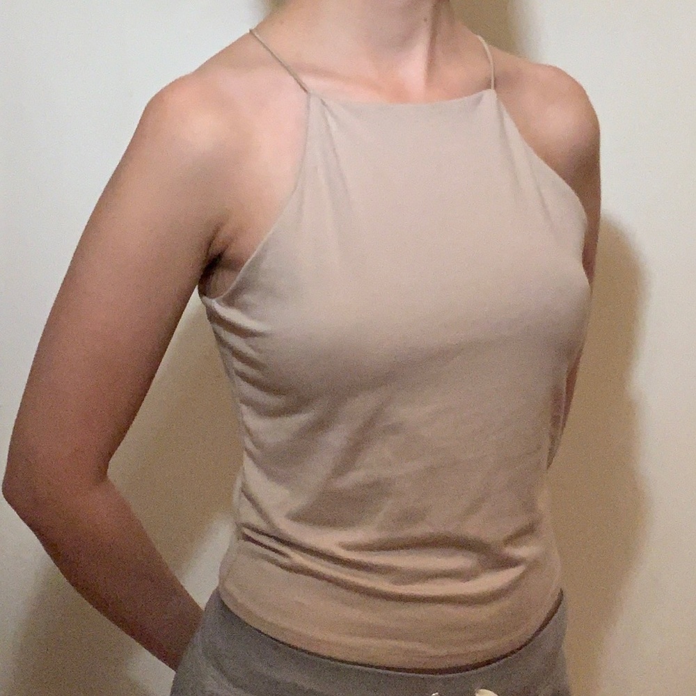 NWT Trendy Halter Tank Top in Beige- Size Small